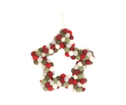 Adorno Navidad Corona Star Pompones Claus