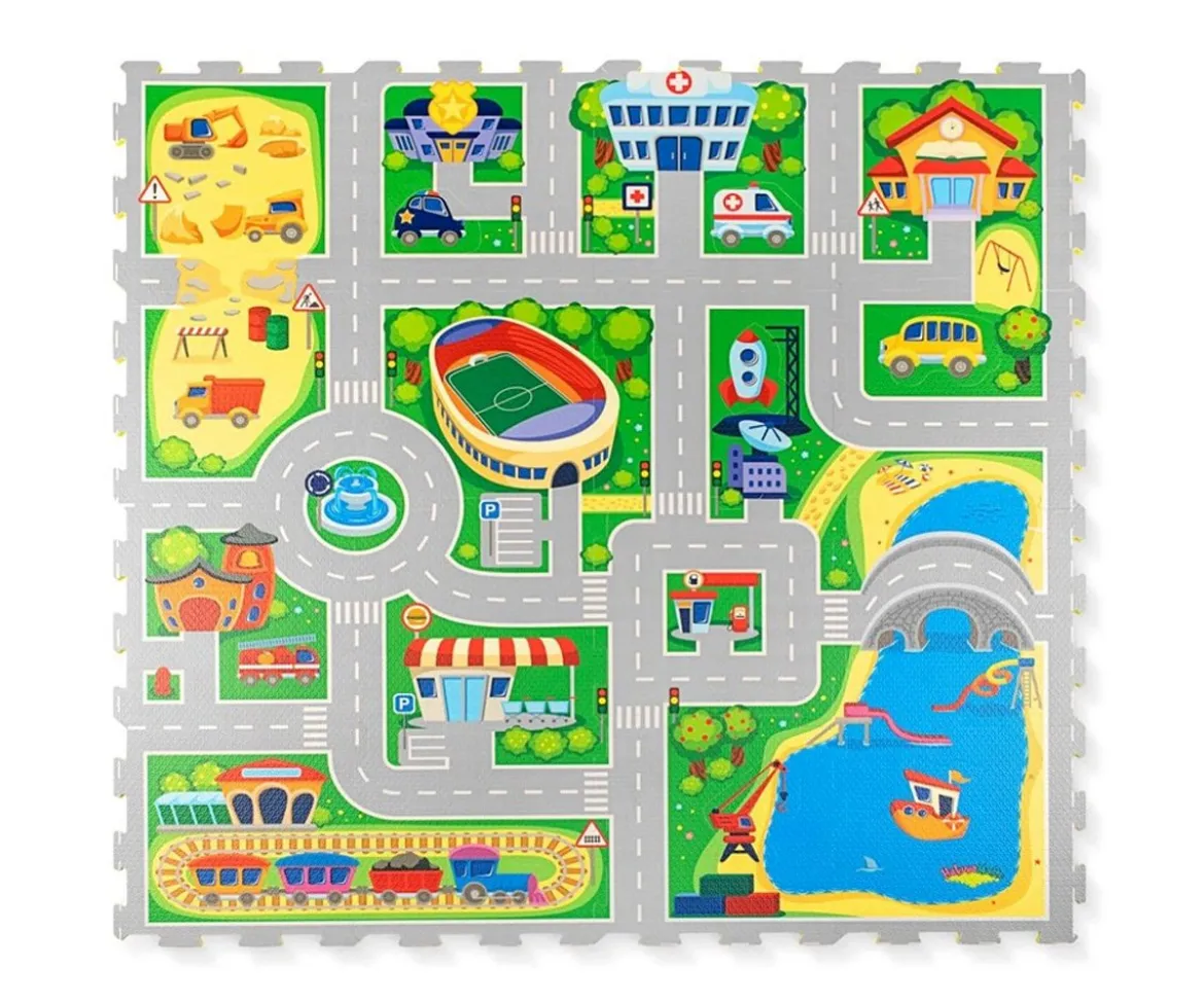 Alfombra Puzzle Ciudad 120 x 120 cm