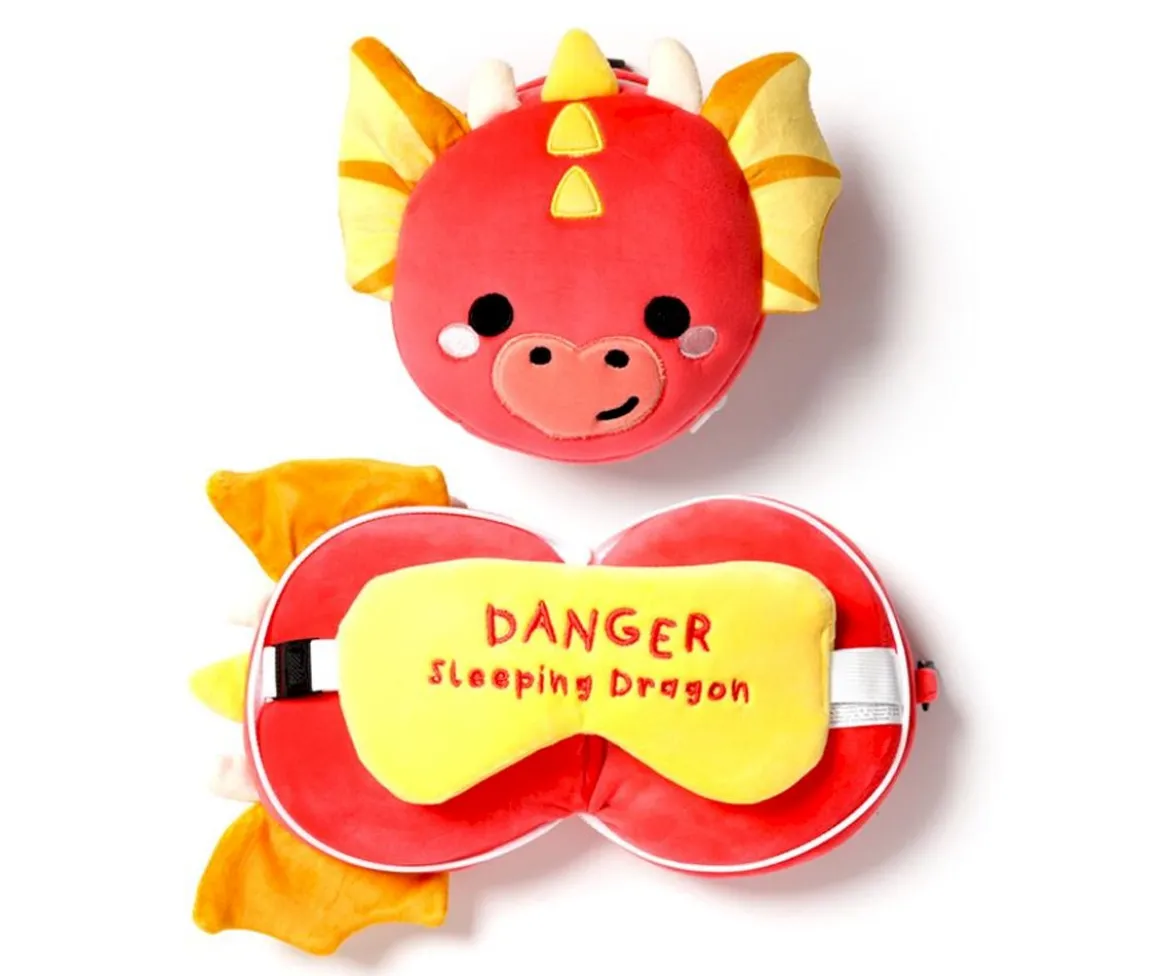 Almohada de Viaje con Antifaz Relaxeazzz Dragón Adoramals