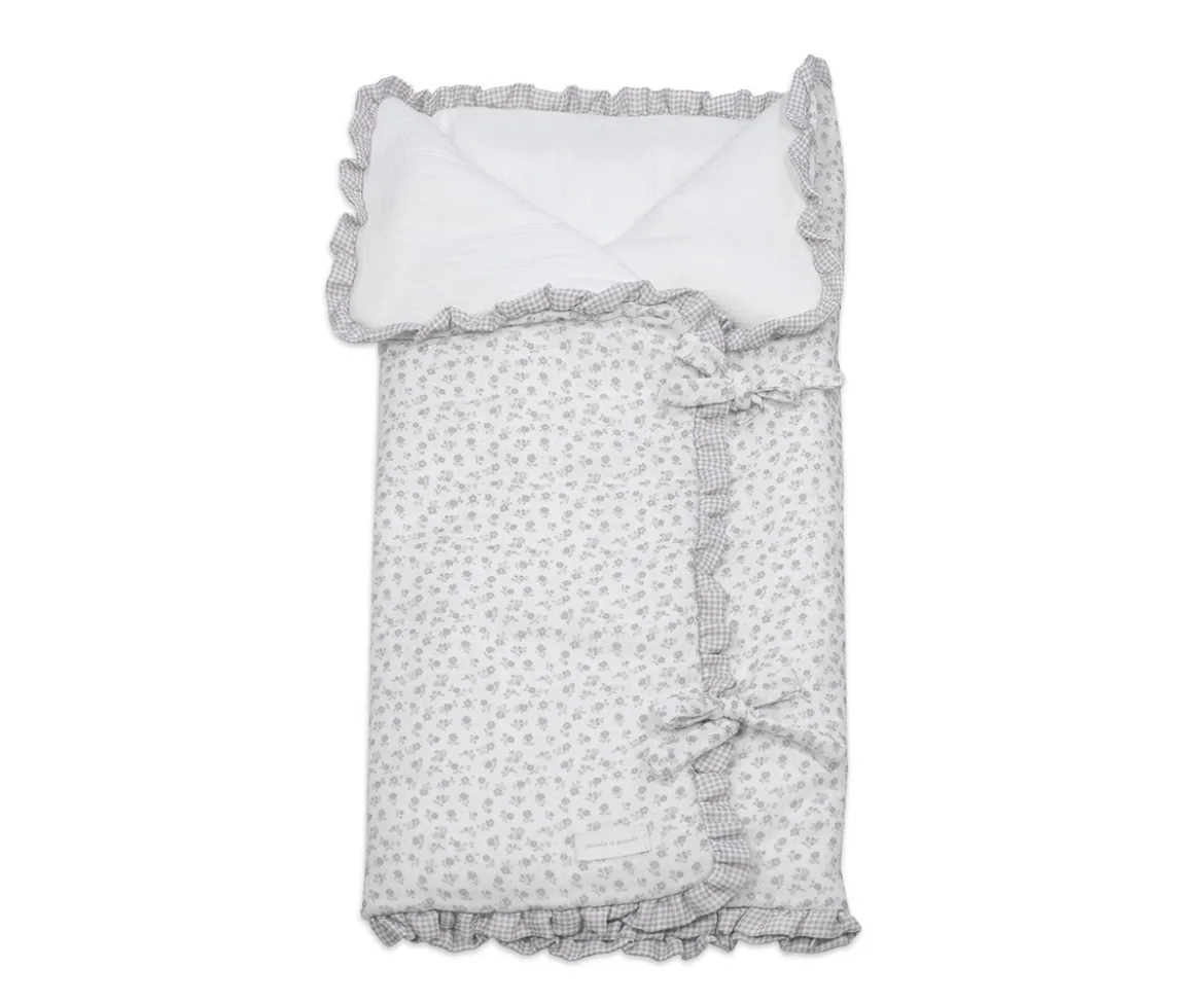 Arrullo/Manta Little Bloom Flor Gris