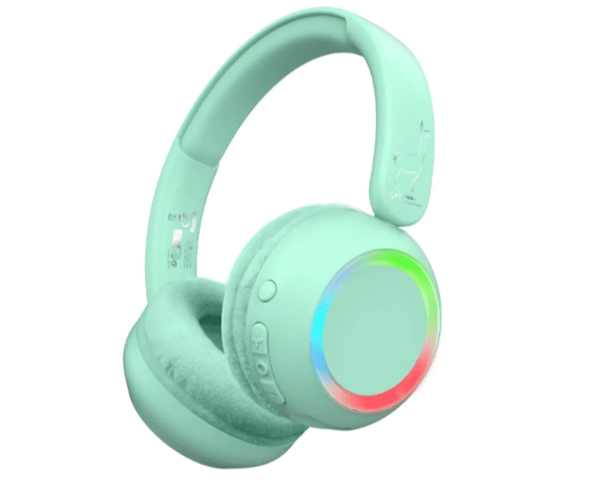 Auriculares con Luz Ambiental Verde Menta