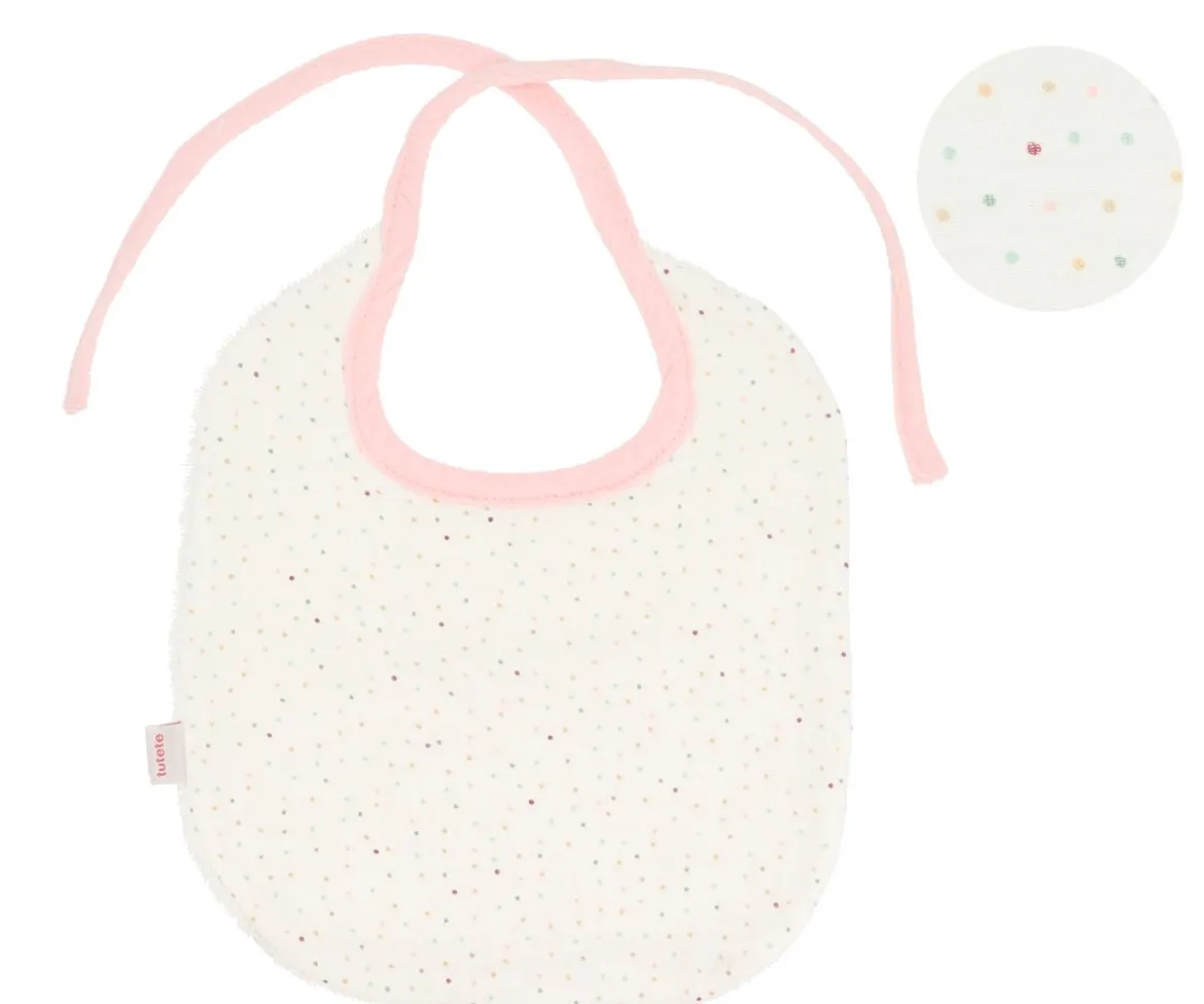 Babero Algodón Rainbow Dots Rosa Personalizable