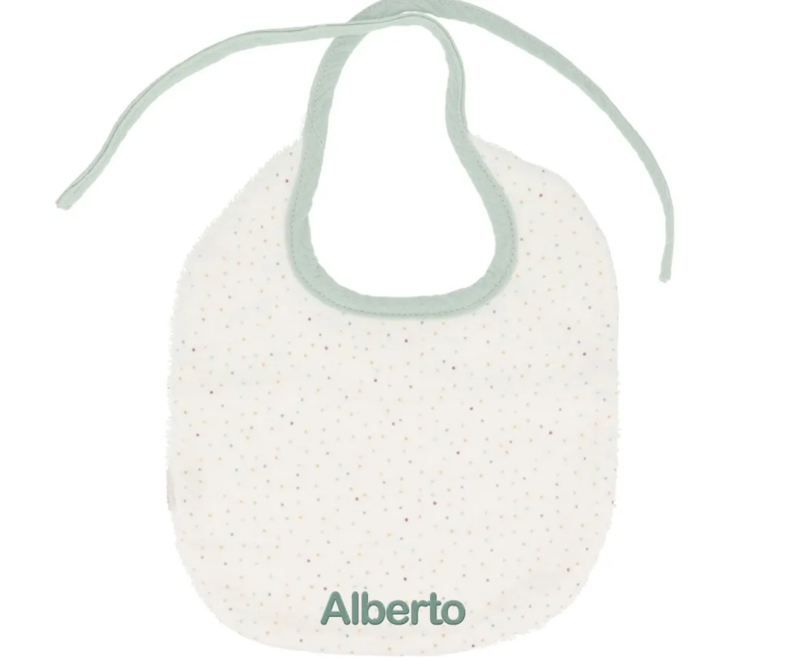 Babero Algodón Rainbow Dots Verde Personalizable