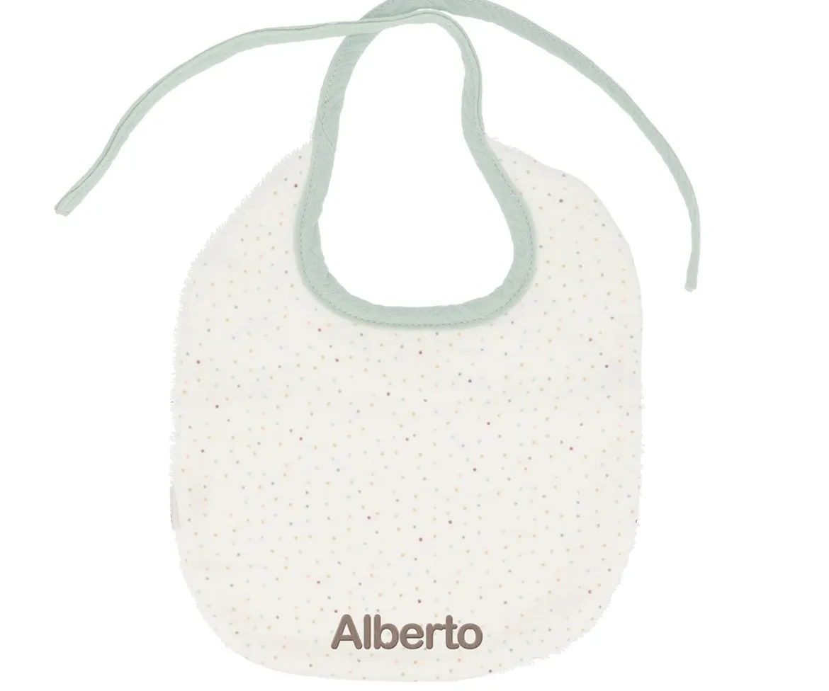 Babero Algodón Rainbow Dots Verde Personalizable