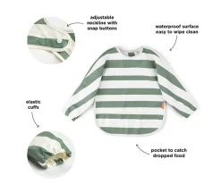 Babero con Mangas Rayas Verde 6-18m Personalizable