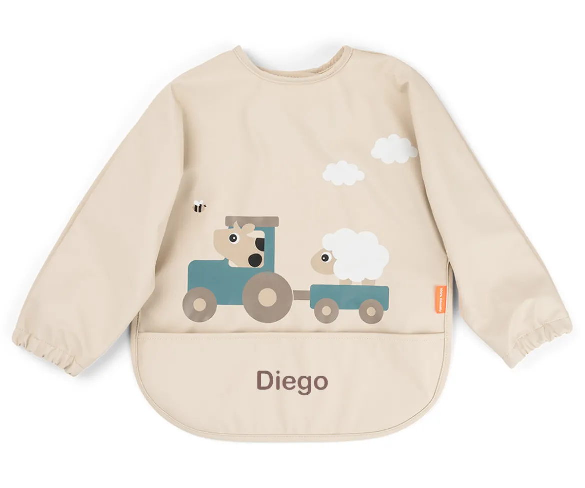 Babero con Mangas Tiny Farm Sand 6-18m Personalizable