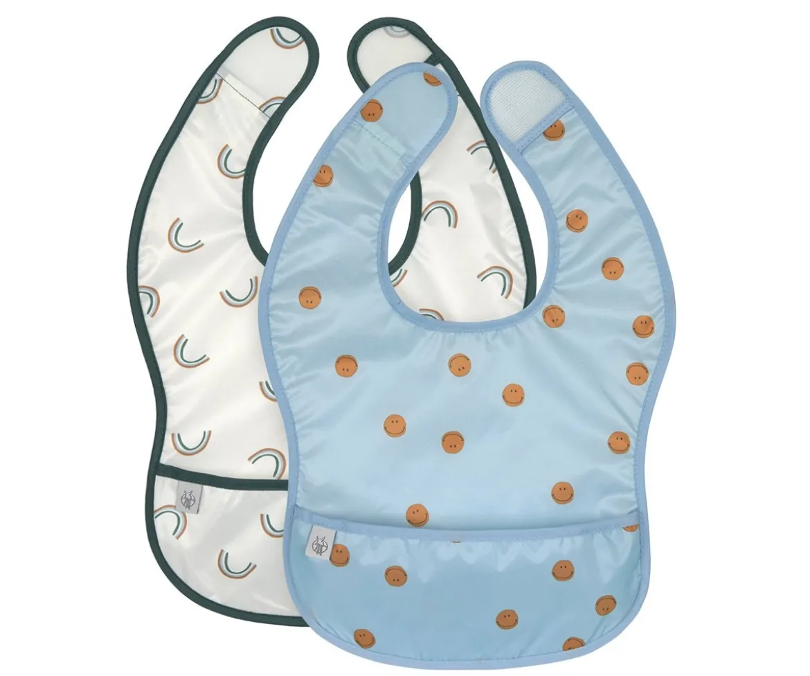 2 Baberos Impermeables Happy Smile Blue