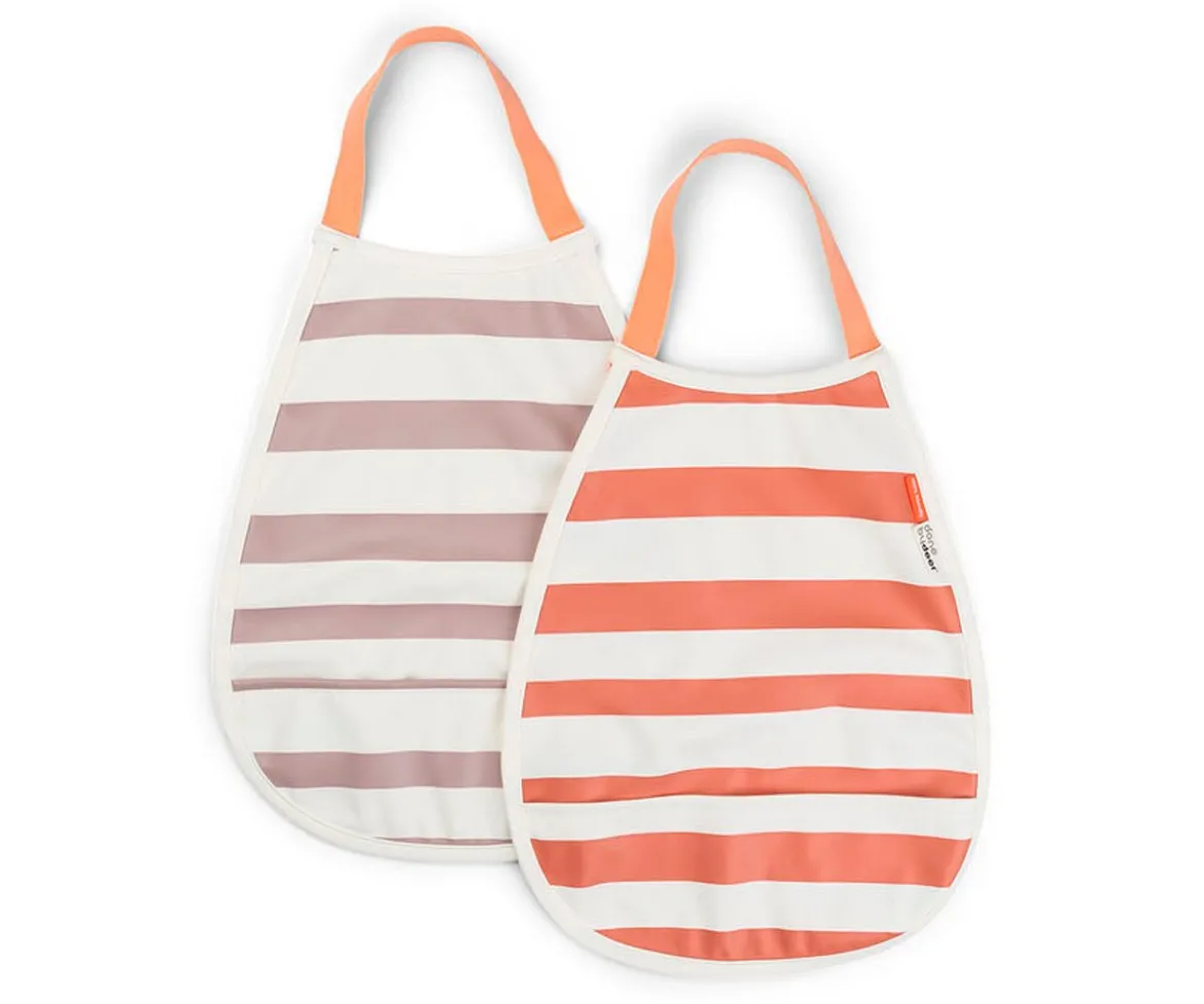 2 Baberos Pull-Over Stripes Papaya/Powder