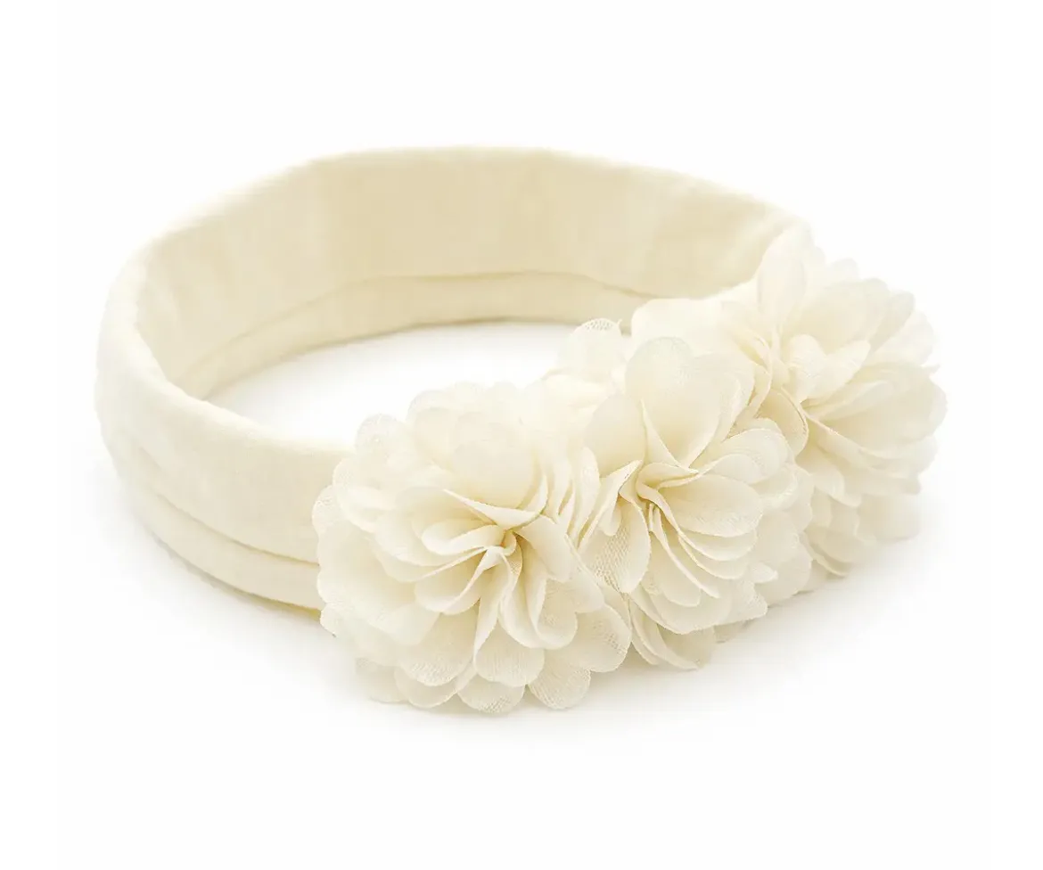 Banda Flores Gasa Beige para Bebé