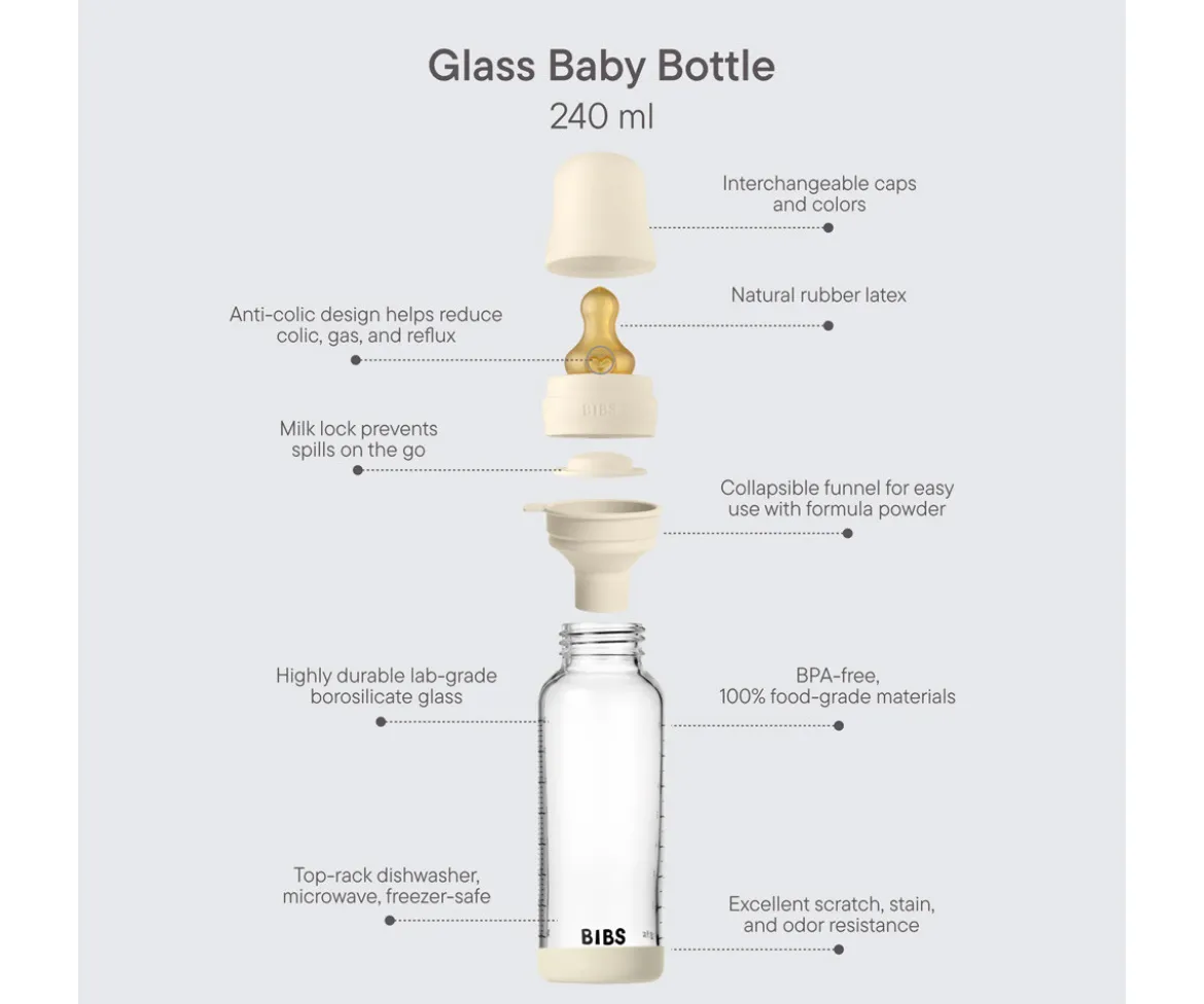 Biberón Cristal BIBS Ivory 240ml