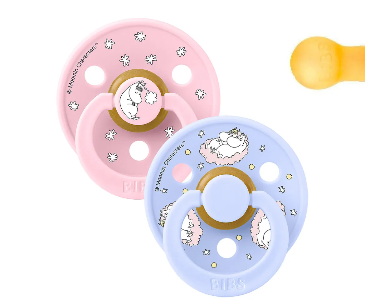 BIBS x Moomin 2 Chupetes Colour Round Polka Dreaming/Baby Pink Mix