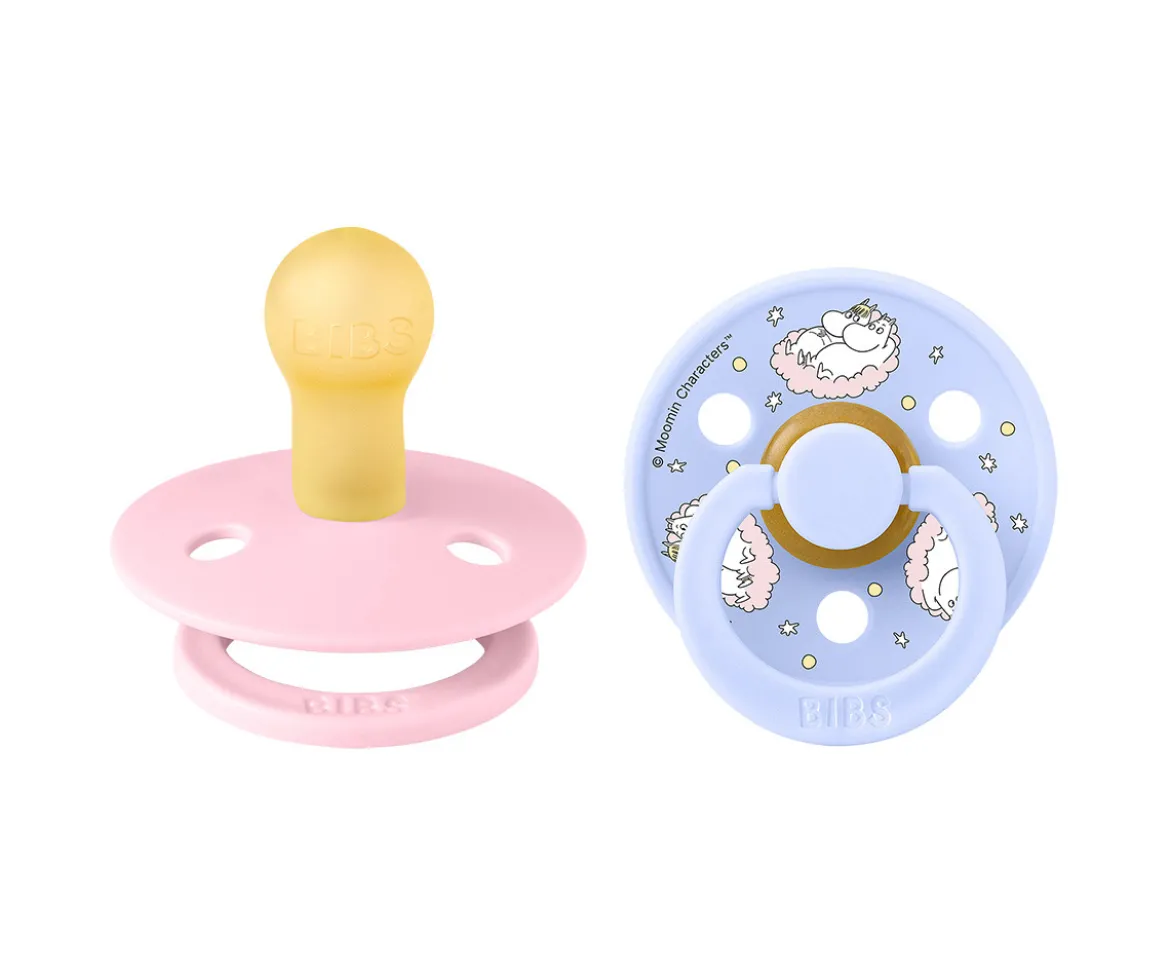 BIBS x Moomin 2 Chupetes Colour Round Polka Dreaming/Baby Pink Mix