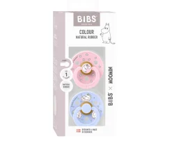 BIBS x Moomin 2 Chupetes Colour Round Polka Dreaming/Baby Pink Mix