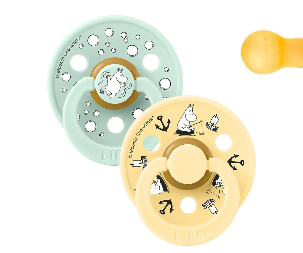 BIBS x Moomin 2 Chupetes Colour Round Sailing/Nordic Mint Mix