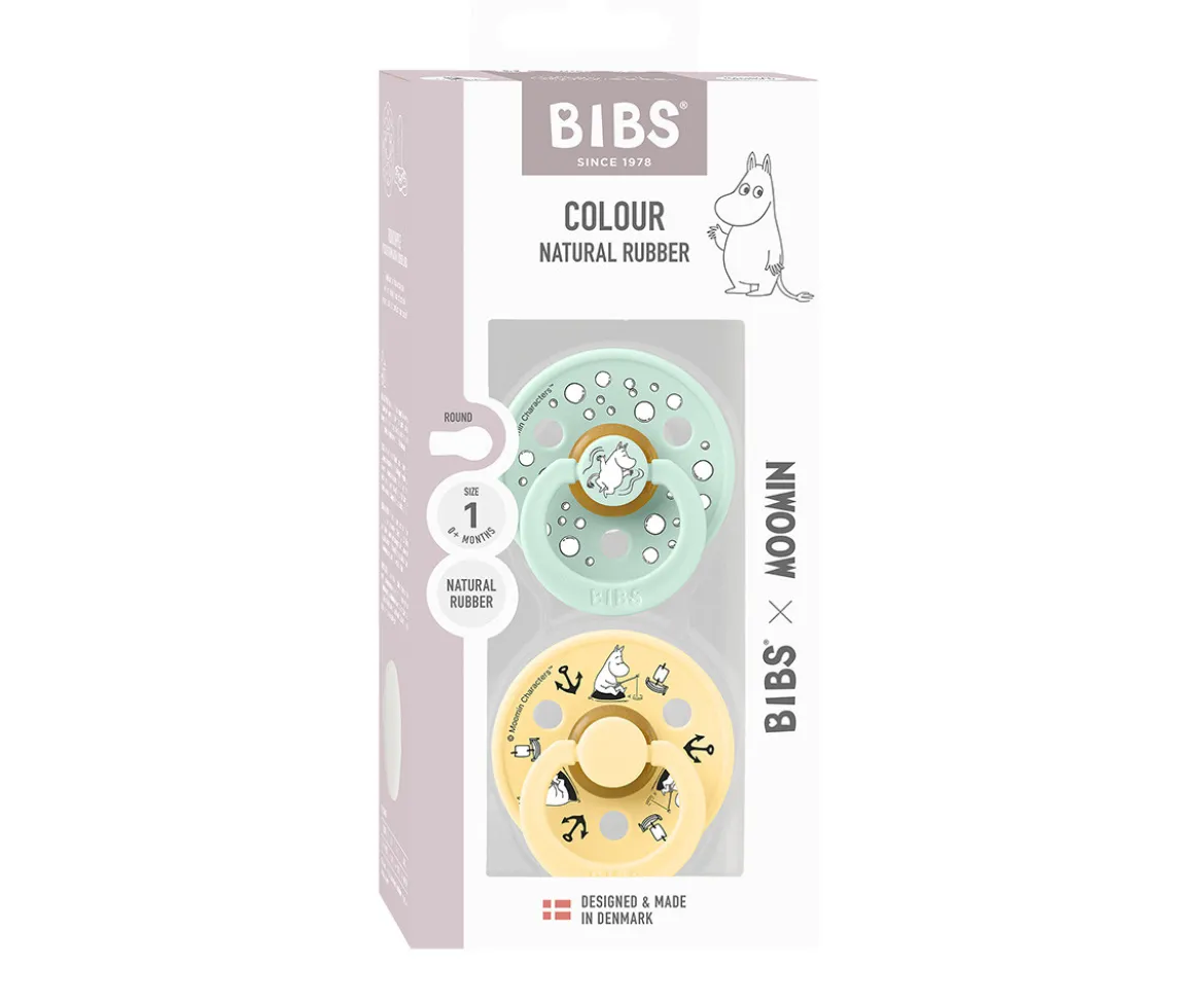 BIBS x Moomin 2 Chupetes Colour Round Sailing/Nordic Mint Mix