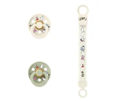 Bibs x Moomin Set de Regalo Chupetes con Clip Ivory/Sage