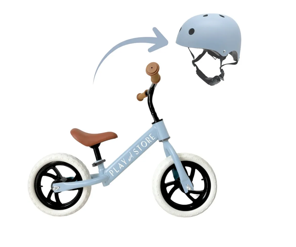 Bicicleta Equilibrio Premium + Casco Light Blue
