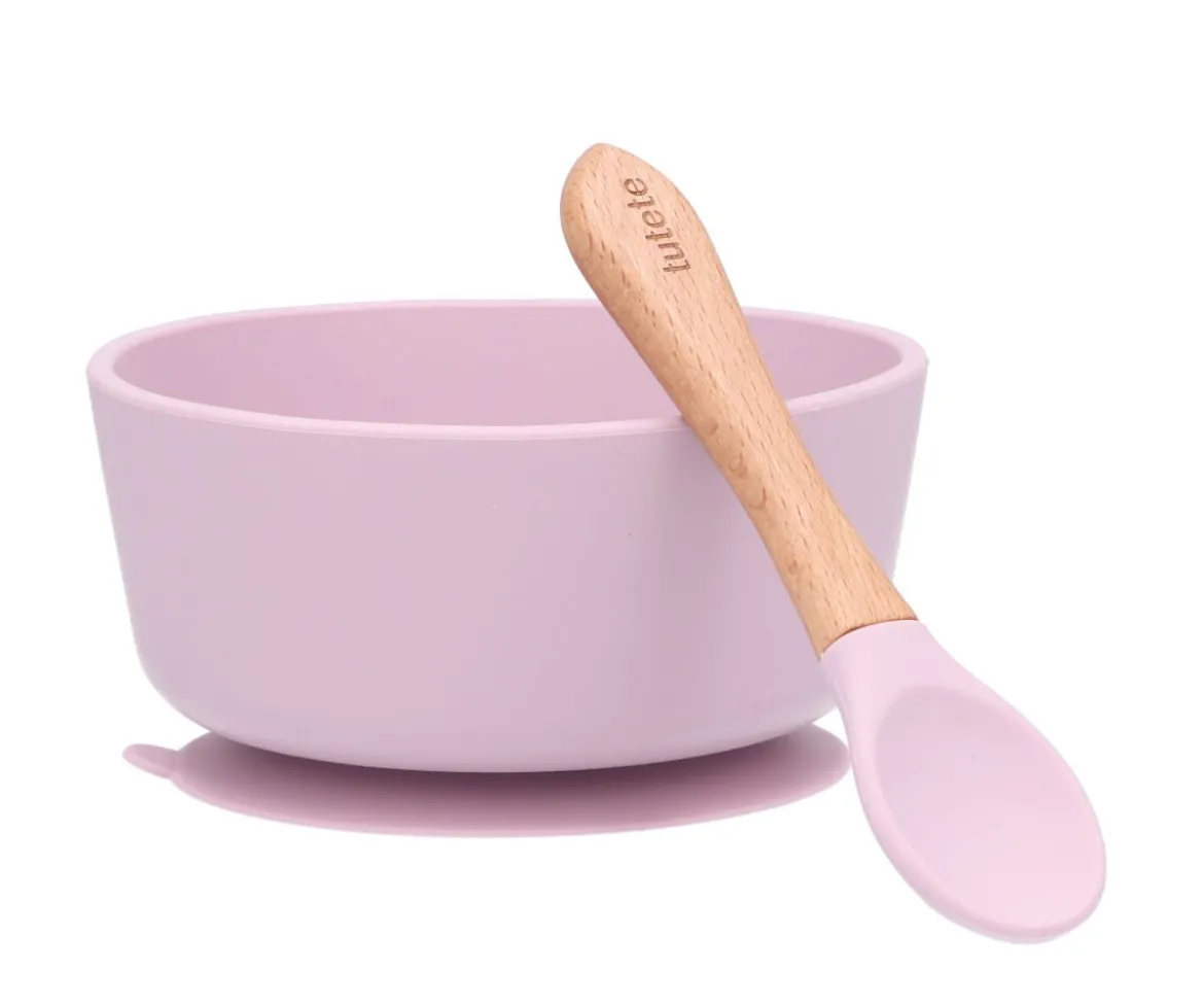 Bol con Ventosa + Cuchara Lilac