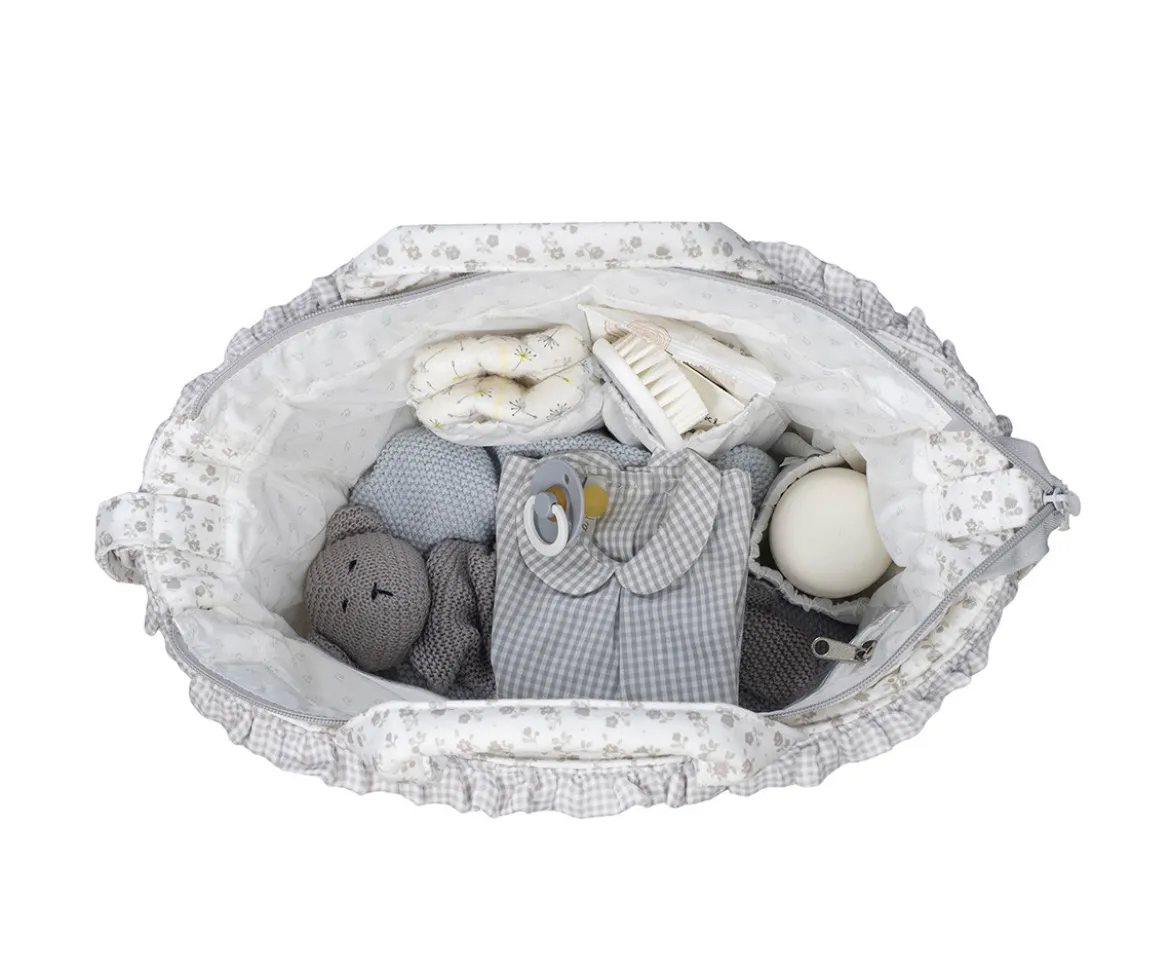 Bolsa Canastilla Little Bloom Flor Gris