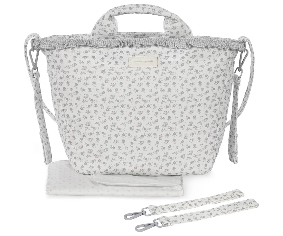 Bolsa Canastilla Little Bloom Flor Gris