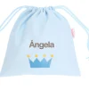 Bolsa Merienda Personalizada Piqué Corona Azul
