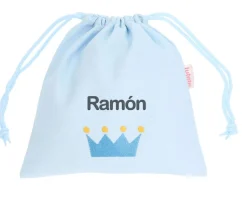 Bolsa Merienda Personalizada Piqué Corona Azul