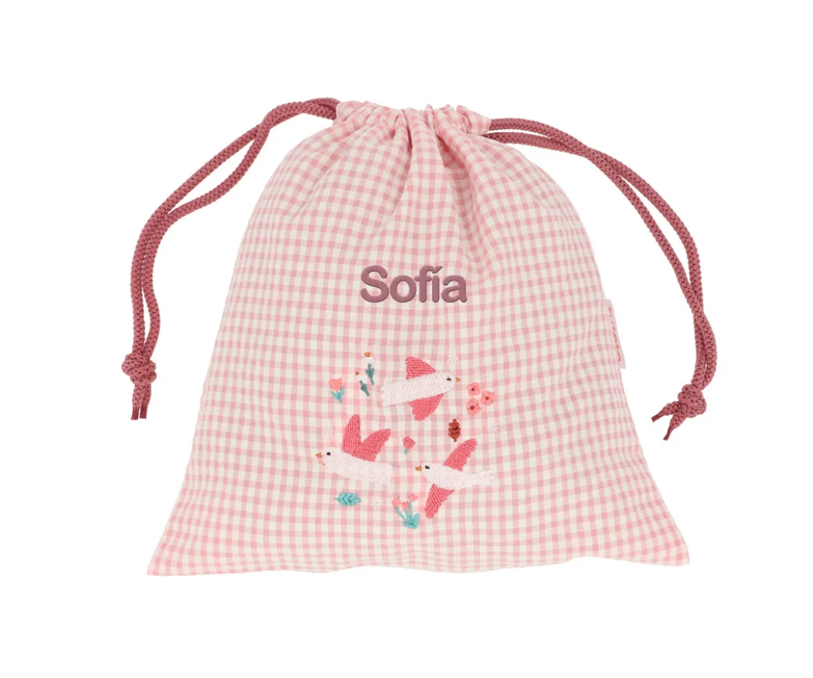 Bolsa Merienda Vichy Blossom Birds Personalizable