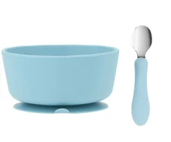 Bol Silicona + Cuchara Acero Sky Blue