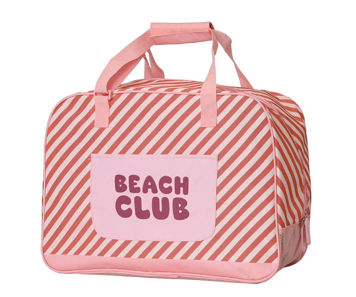 Bolso de Playa con Rejilla Stripes Bloom & Blush Personalizable