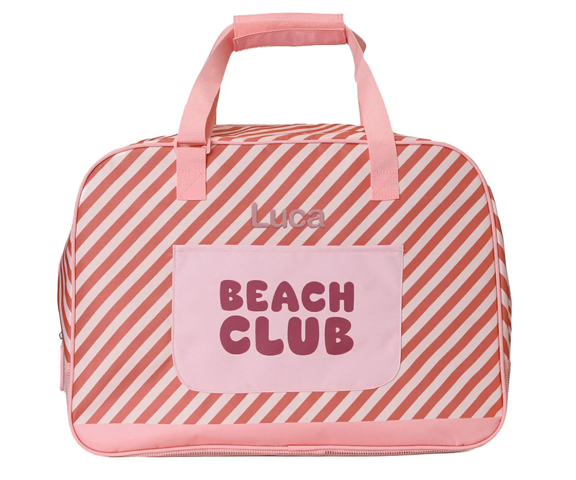 Bolso de Playa con Rejilla Stripes Bloom & Blush Personalizable