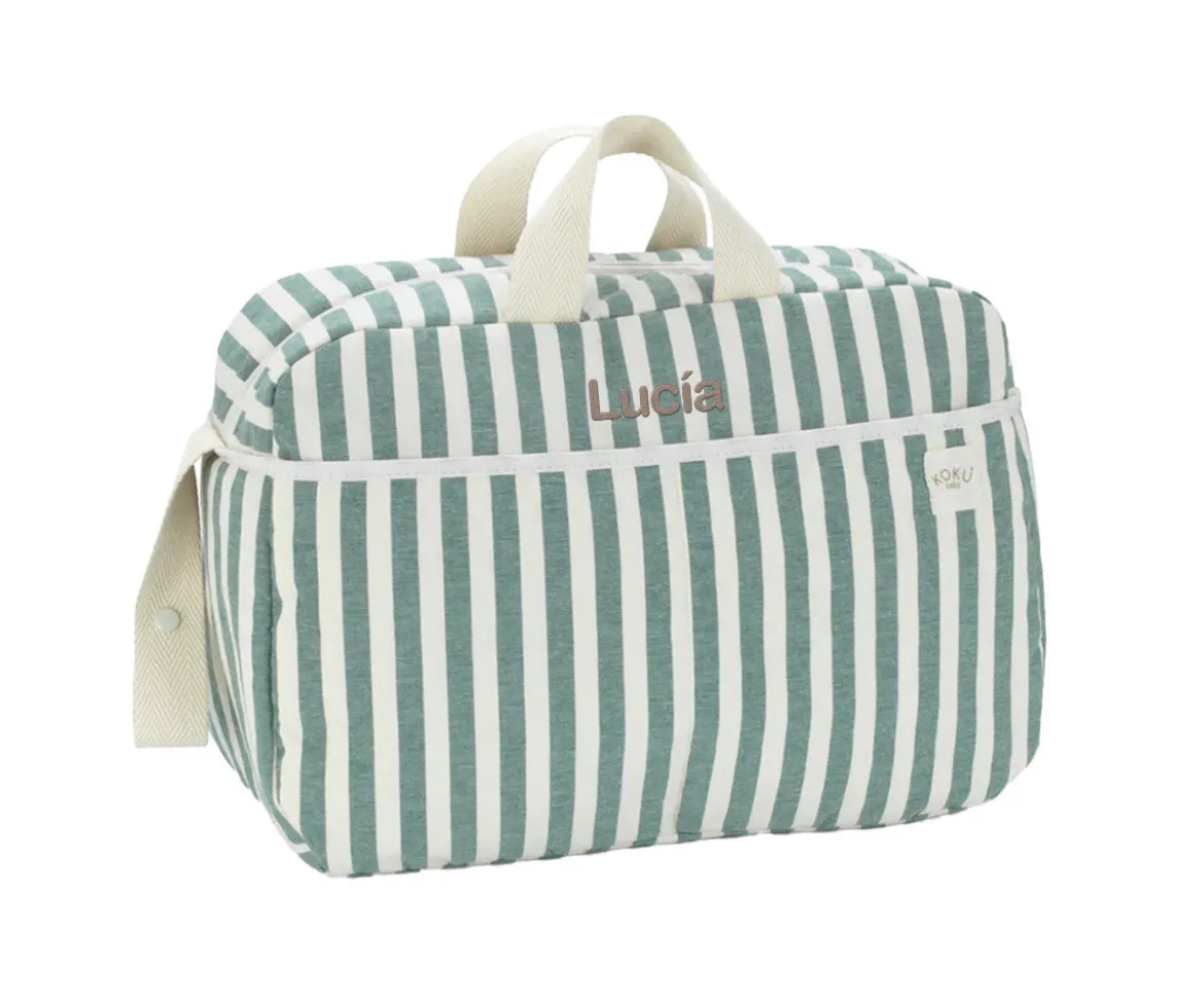 Bolso Maternidad Stripe Green Khaki Personalizable