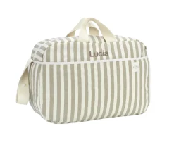 Bolso Maternidad Stripe Topo Green Personalizable