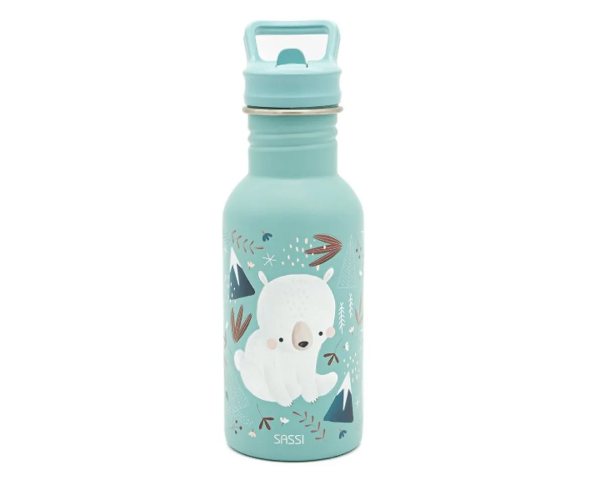 Botella Acero con Pajita Oso Polar 500ml
