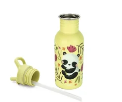 Botella Acero con Pajita Panda 500ml