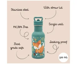 Botella Acero con Pajita Zorro 500ml