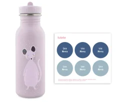 Botella Acero Trixie Mrs.Mouse 500ml + 6 Pegatinas Redondas Blue Regalo
