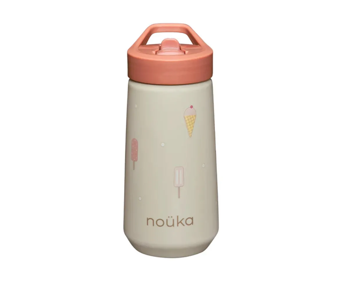Botella de Plástico Flip-Top con Pajita 400ml Ice Cream