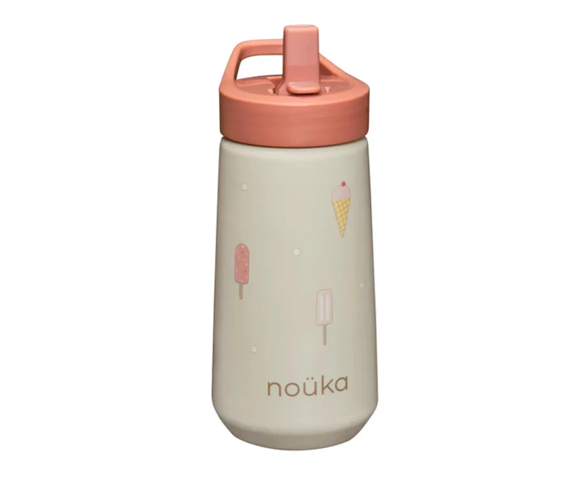 Botella de Plástico Flip-Top con Pajita 400ml Ice Cream