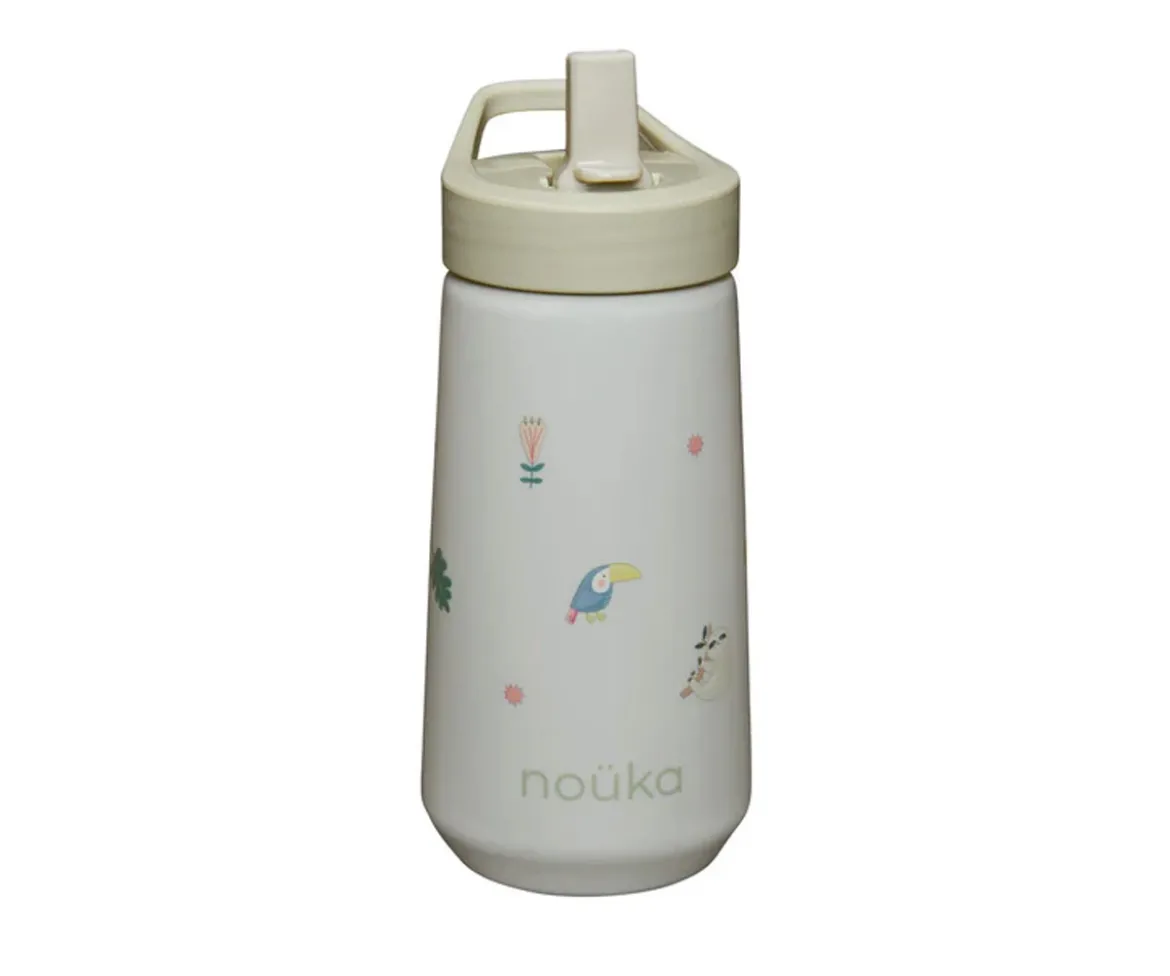 Botella de Plástico Flip-Top con Pajita 400ml Sloth Jungle