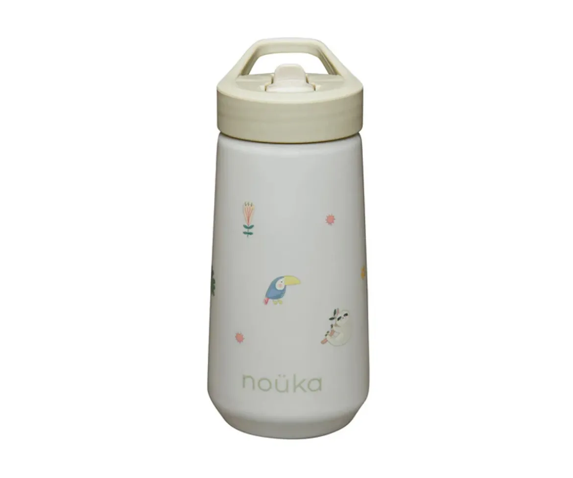 Botella de Plástico Flip-Top con Pajita 400ml Sloth Jungle