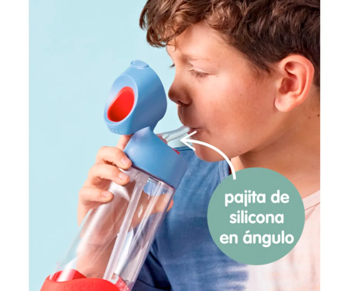 Botella de Tritán con Pajita 600 ml Blue Blaze