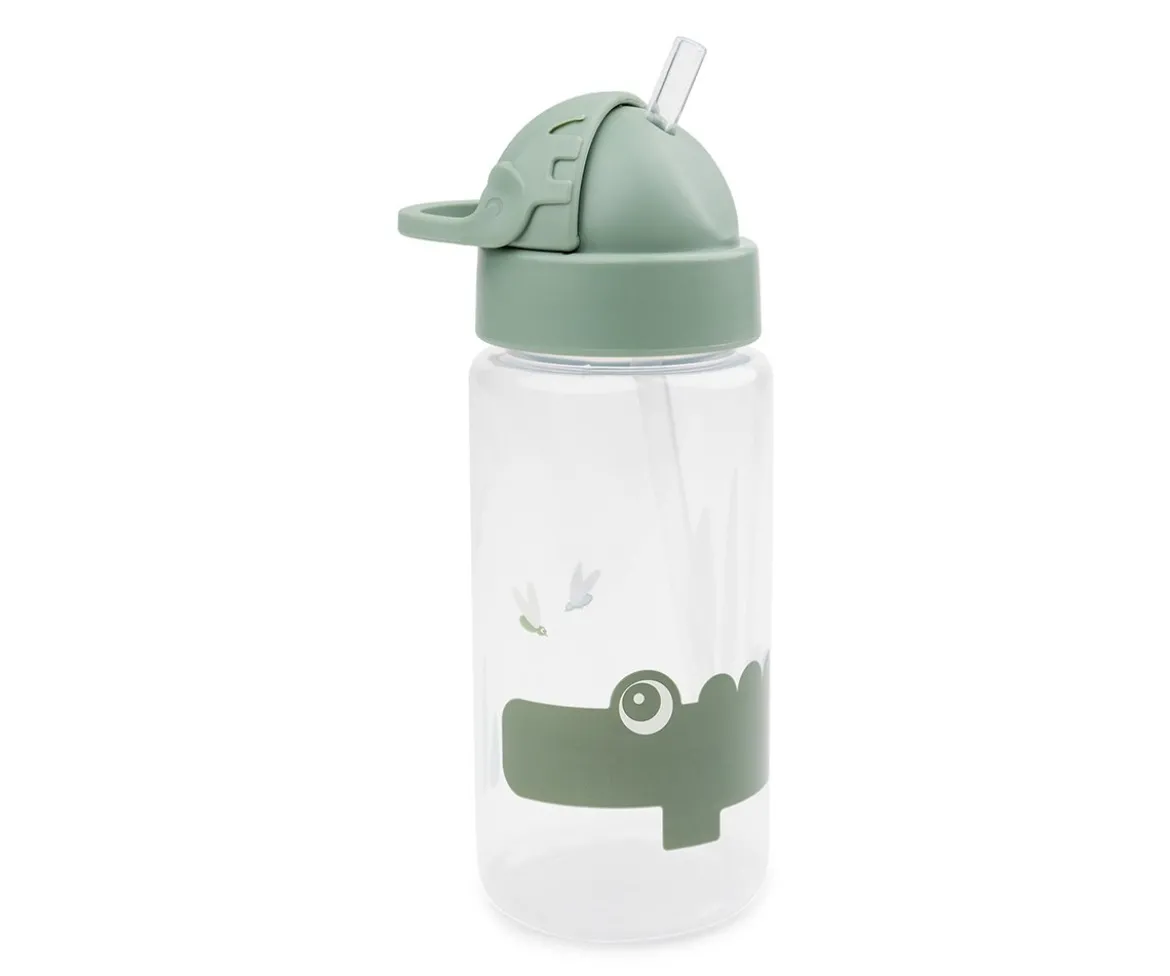 Botella Plástico con Pajita Croco Green