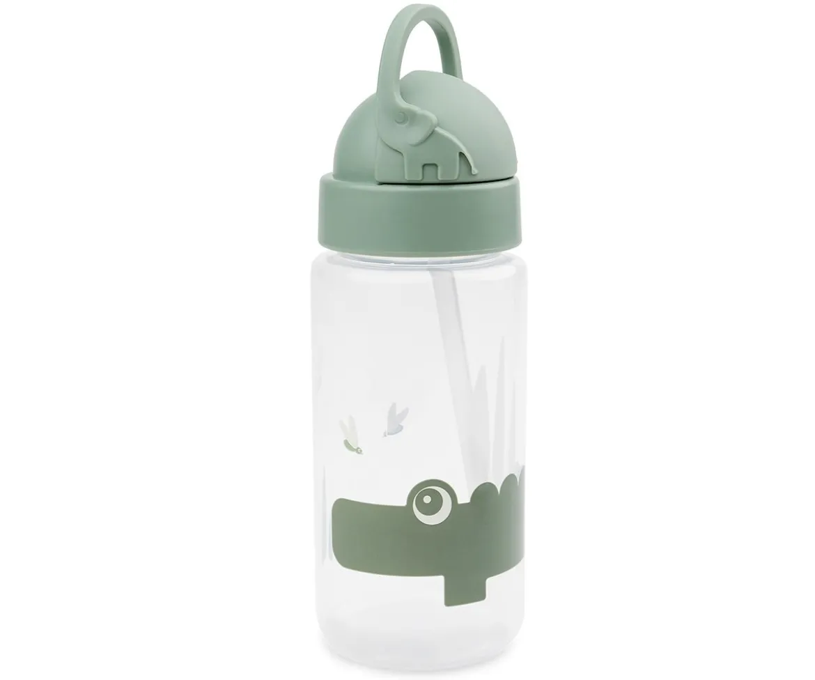 Botella Plástico con Pajita Croco Green
