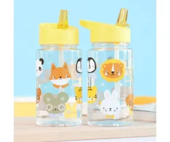 Botella Plástico con Pajita Personalizable Animal Friends 450ml