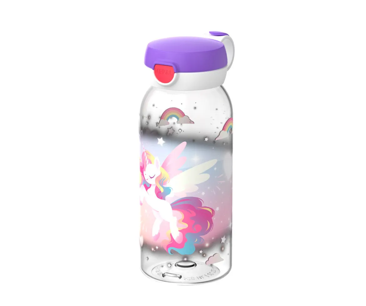 Botella Plástico con Tapón Abatible Campus 600ml Unicorn Glow