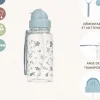 Botella Plástico Leaves Blue Personalizable