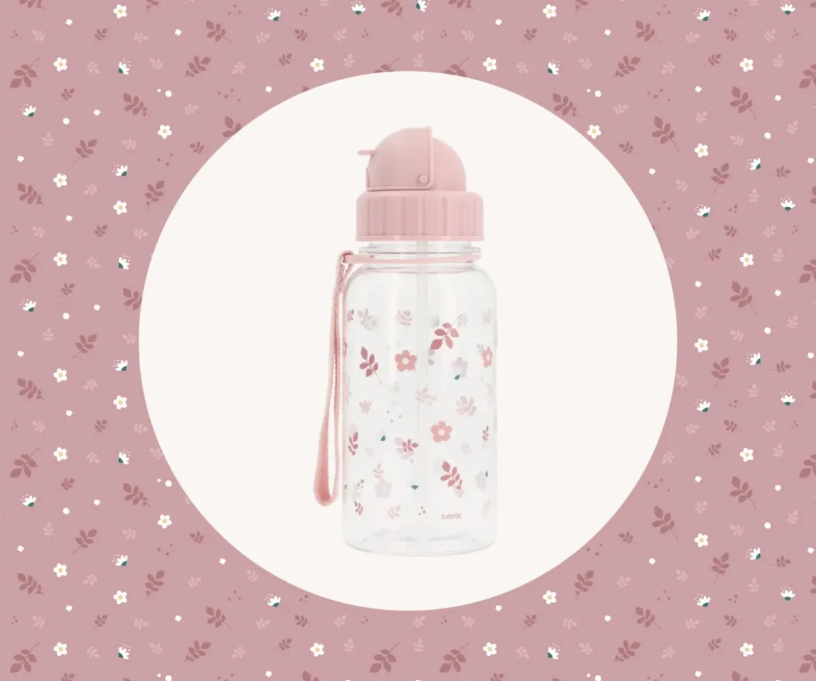 Botella Plástico Leaves Pink Personalizable