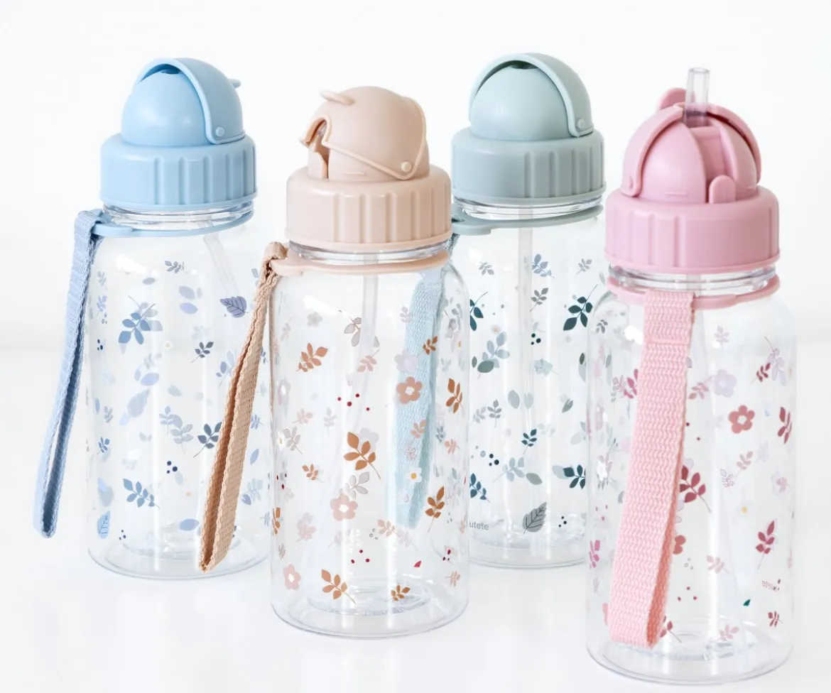 Botella Plástico Leaves Pink Personalizable