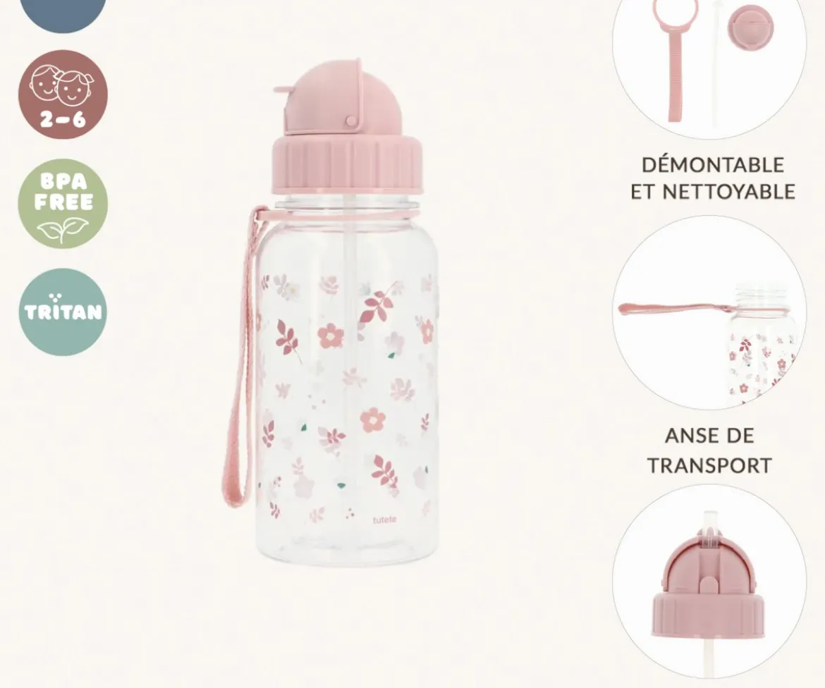 Botella Plástico Leaves Pink Personalizable