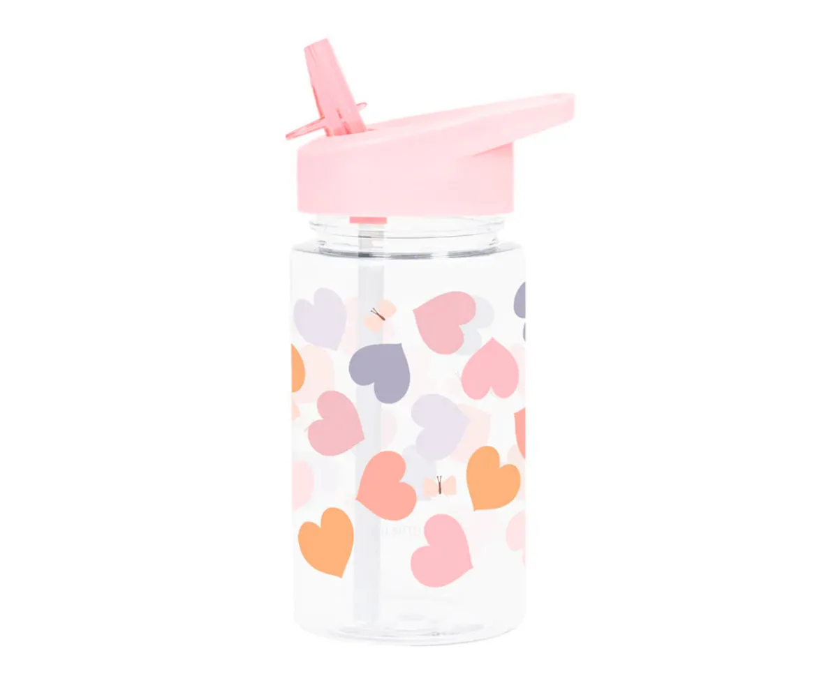 Botella Tritán con Pajita Corazones 450ml